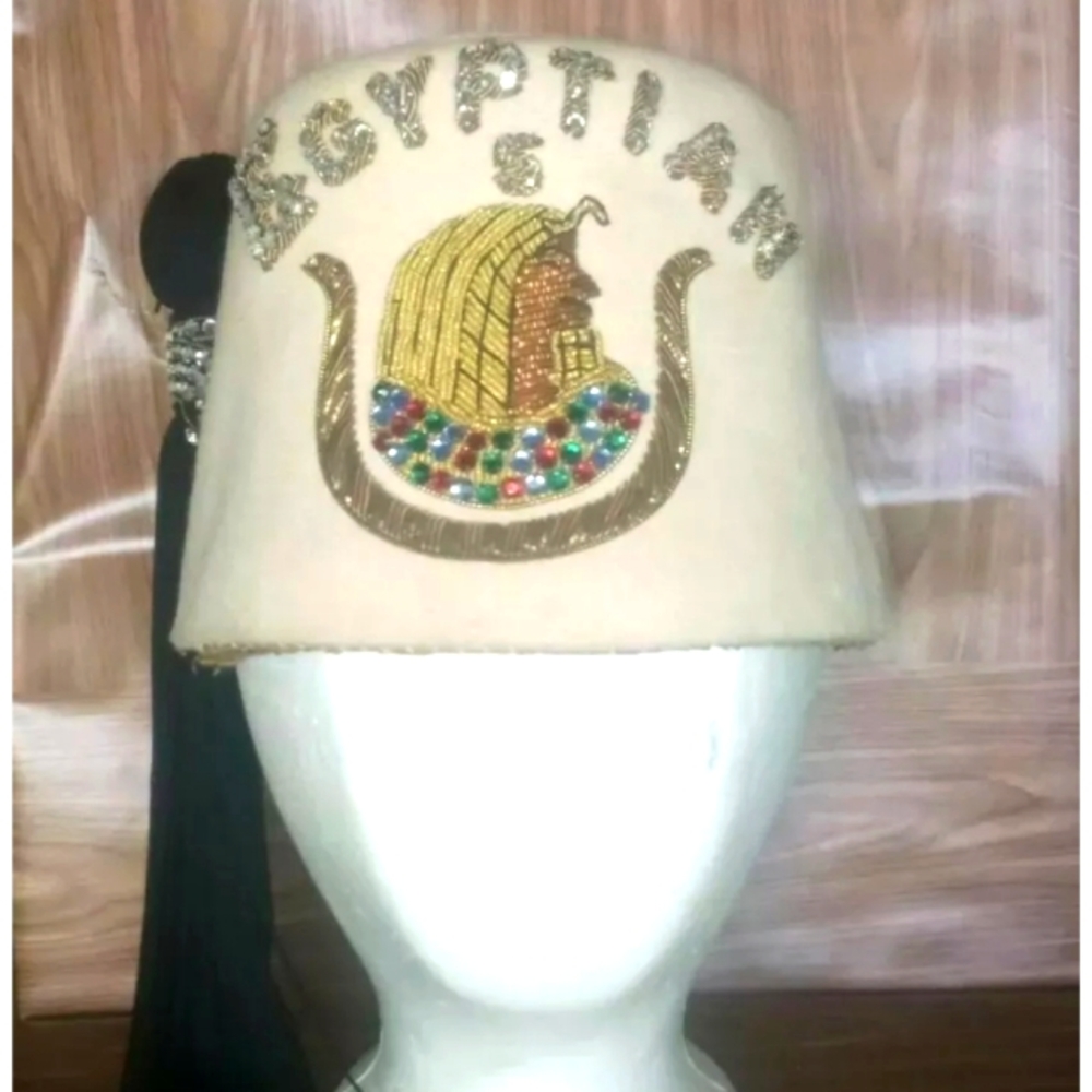 Vtg Daughters of Isis Fez Hat Cap Jeweled Tassel DOI Eyptian Court 5